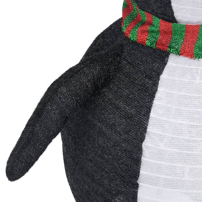 vidaXL Decorative Christmas Snow Penguin Figure LED Luxury Fabric 120cm - Black and white - 120 cm