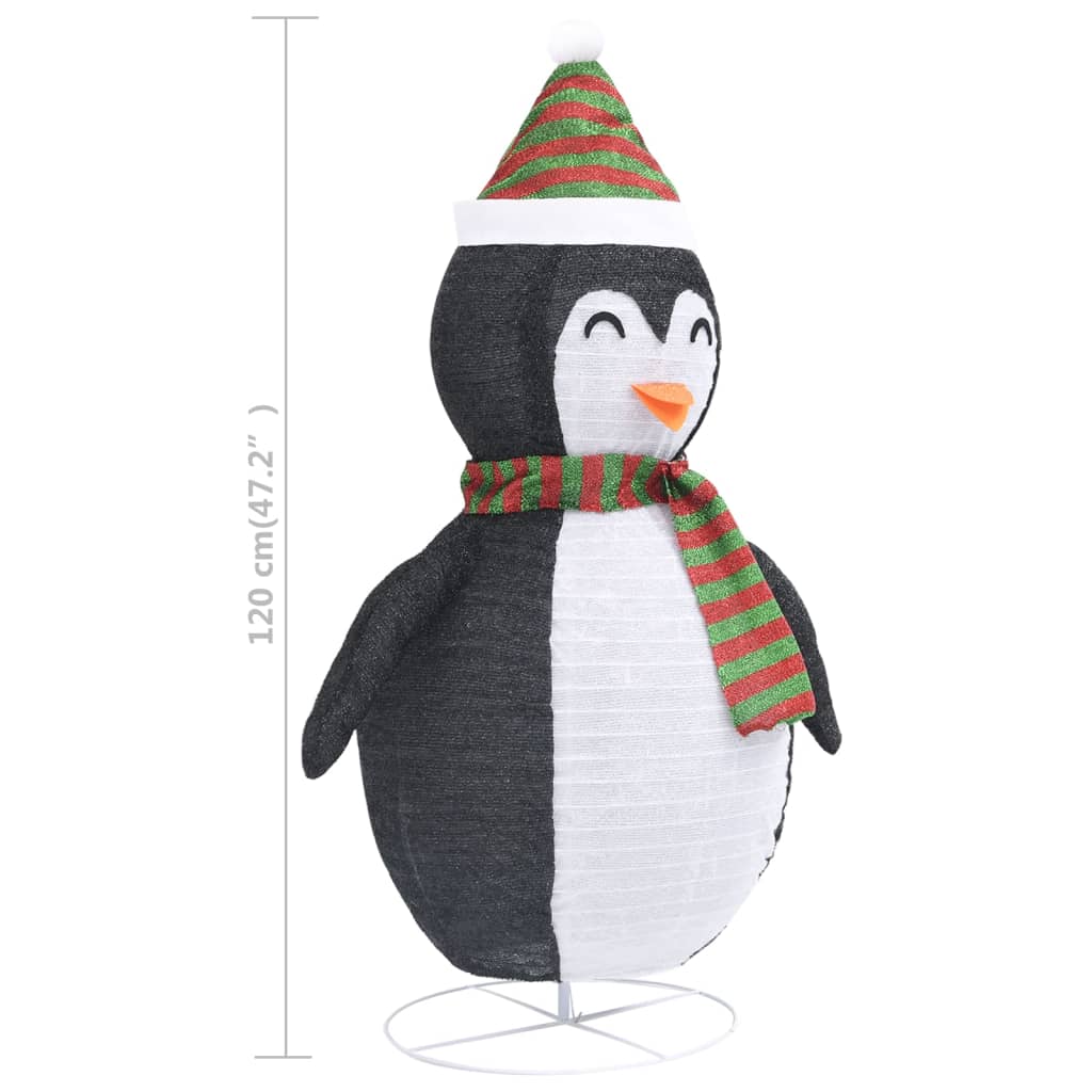vidaXL Decorative Christmas Snow Penguin Figure LED Luxury Fabric 120cm - Black and white - 120 cm