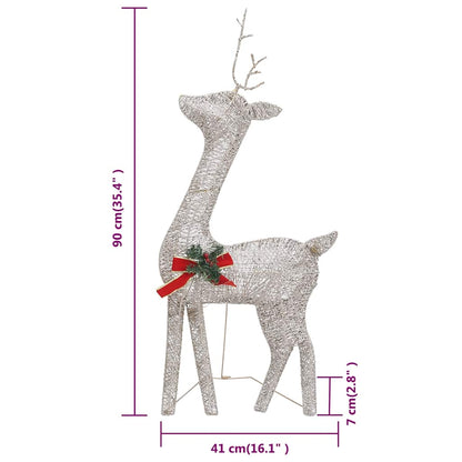 vidaXL Christmas Reindeer Family 270x7x90 cm Gold Warm White Mesh