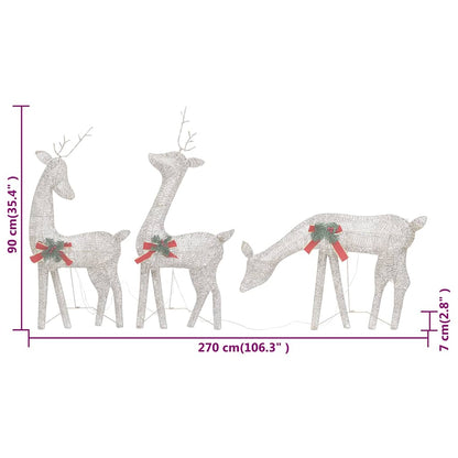 vidaXL Christmas Reindeer Family 270x7x90 cm Gold Warm White Mesh