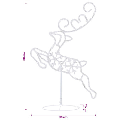 328509 vidaXL Acrylic Christmas Flying Reindeer&Sleigh 260x21x87cm Warm White - 260 x 21 x 87 cm