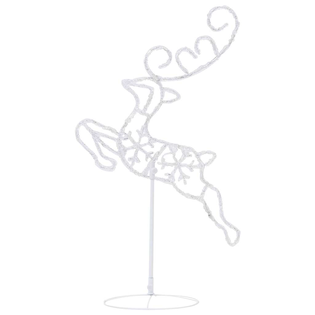 328509 vidaXL Acrylic Christmas Flying Reindeer&Sleigh 260x21x87cm Warm White - 260 x 21 x 87 cm