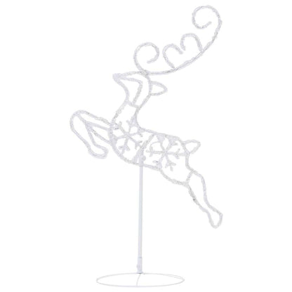 328509 vidaXL Acrylic Christmas Flying Reindeer&Sleigh 260x21x87cm Warm White - 260 x 21 x 87 cm