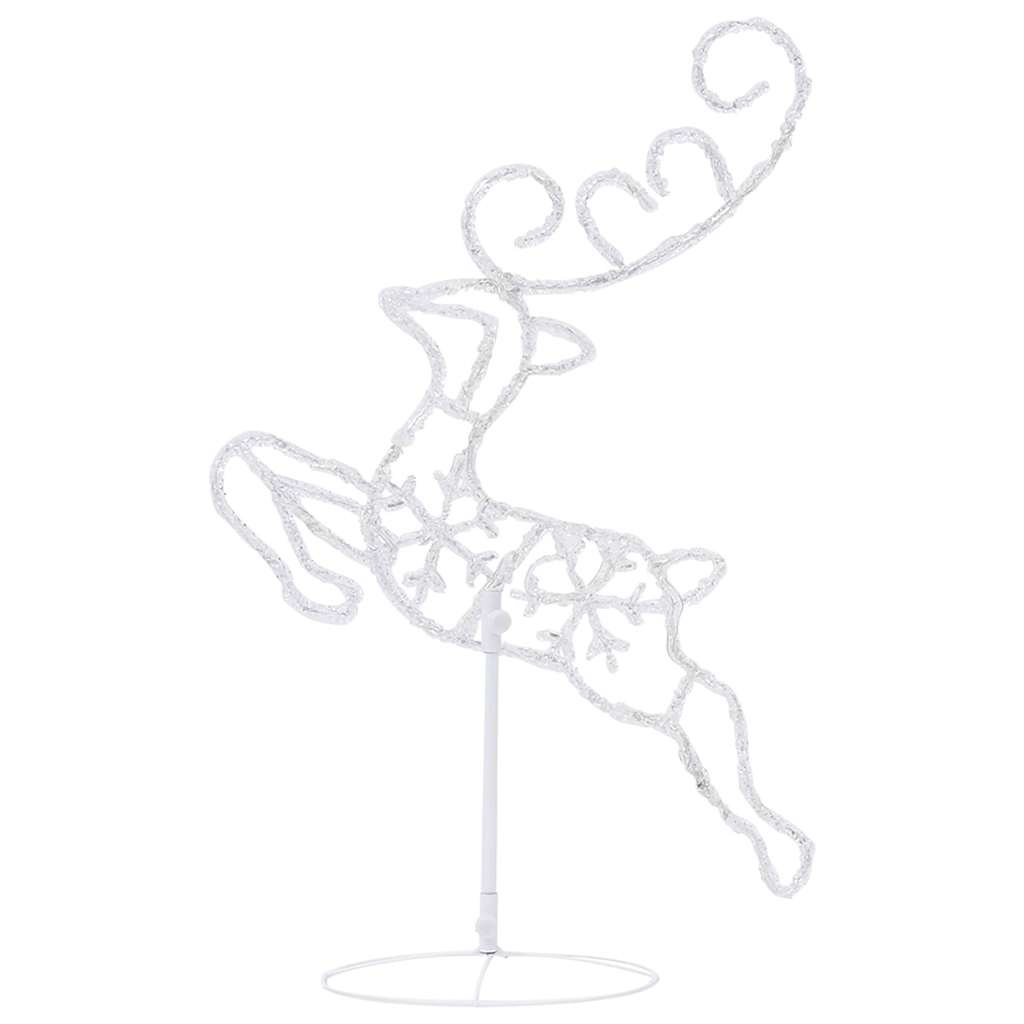328509 vidaXL Acrylic Christmas Flying Reindeer&Sleigh 260x21x87cm Warm White - 260 x 21 x 87 cm