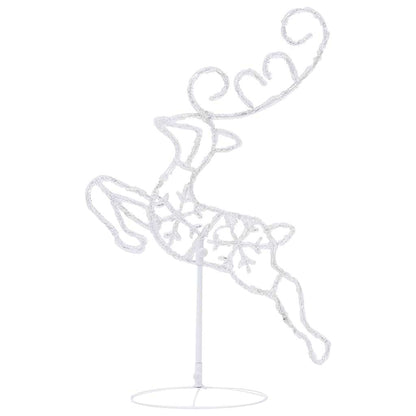 328509 vidaXL Acrylic Christmas Flying Reindeer&Sleigh 260x21x87cm Warm White - 260 x 21 x 87 cm