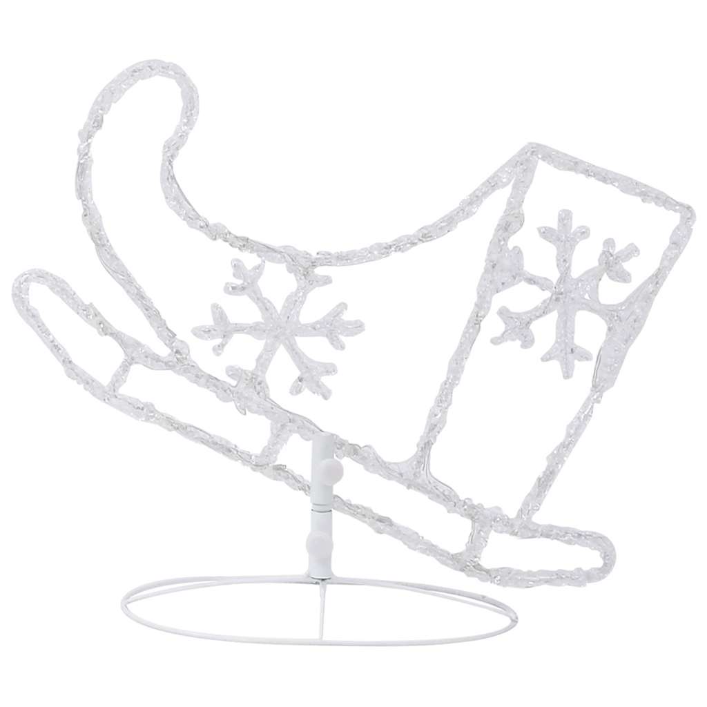 328509 vidaXL Acrylic Christmas Flying Reindeer&Sleigh 260x21x87cm Warm White - 260 x 21 x 87 cm