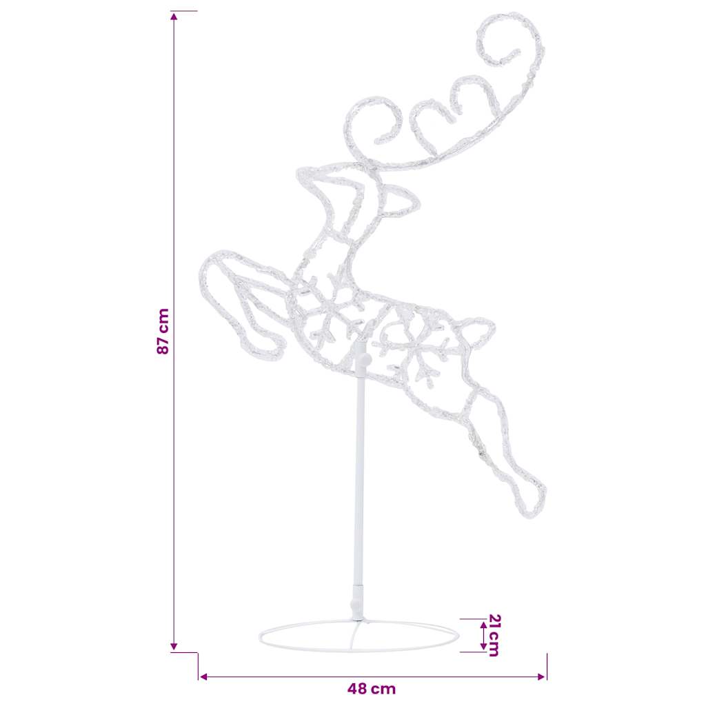 328509 vidaXL Acrylic Christmas Flying Reindeer&Sleigh 260x21x87cm Warm White - 260 x 21 x 87 cm