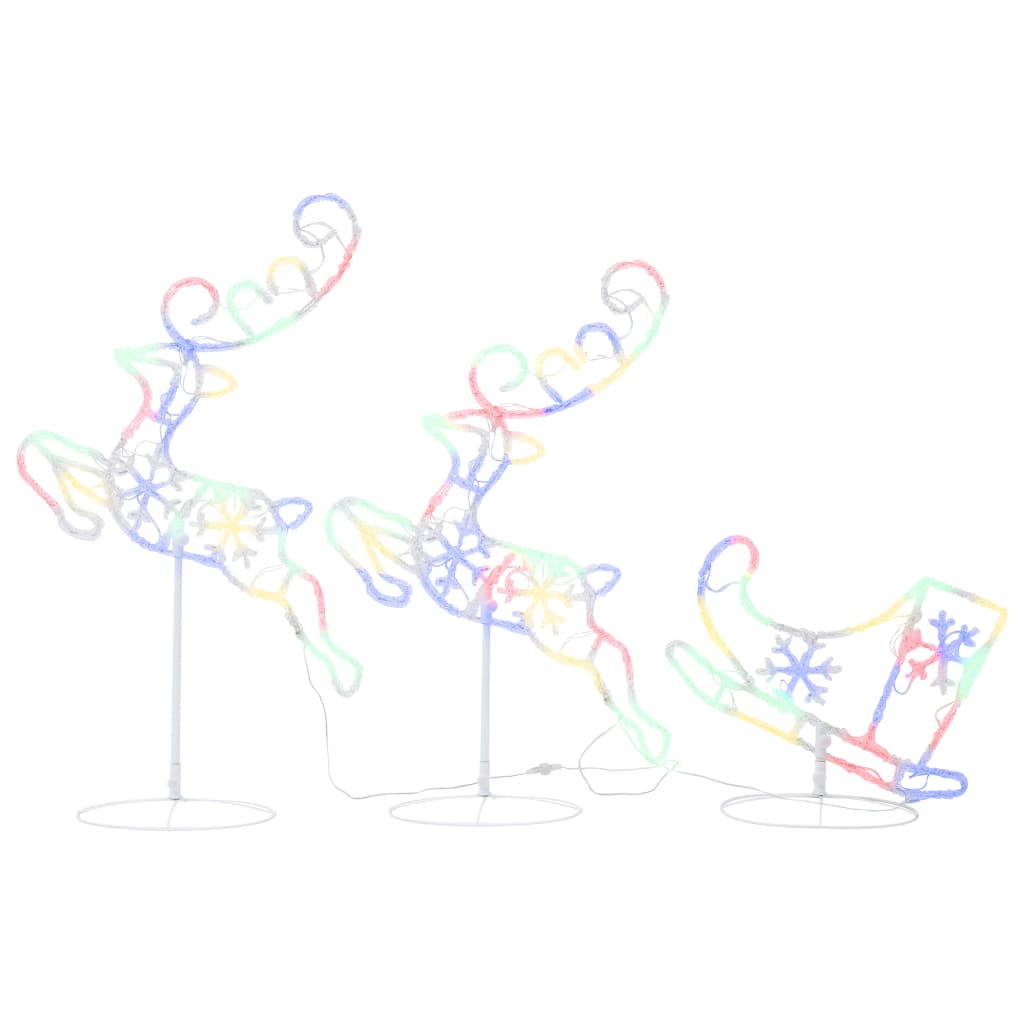 vidaXL Acrylic Christmas Flying Reindeer&Sleigh 260x21x87cm Colourful - Multicolour