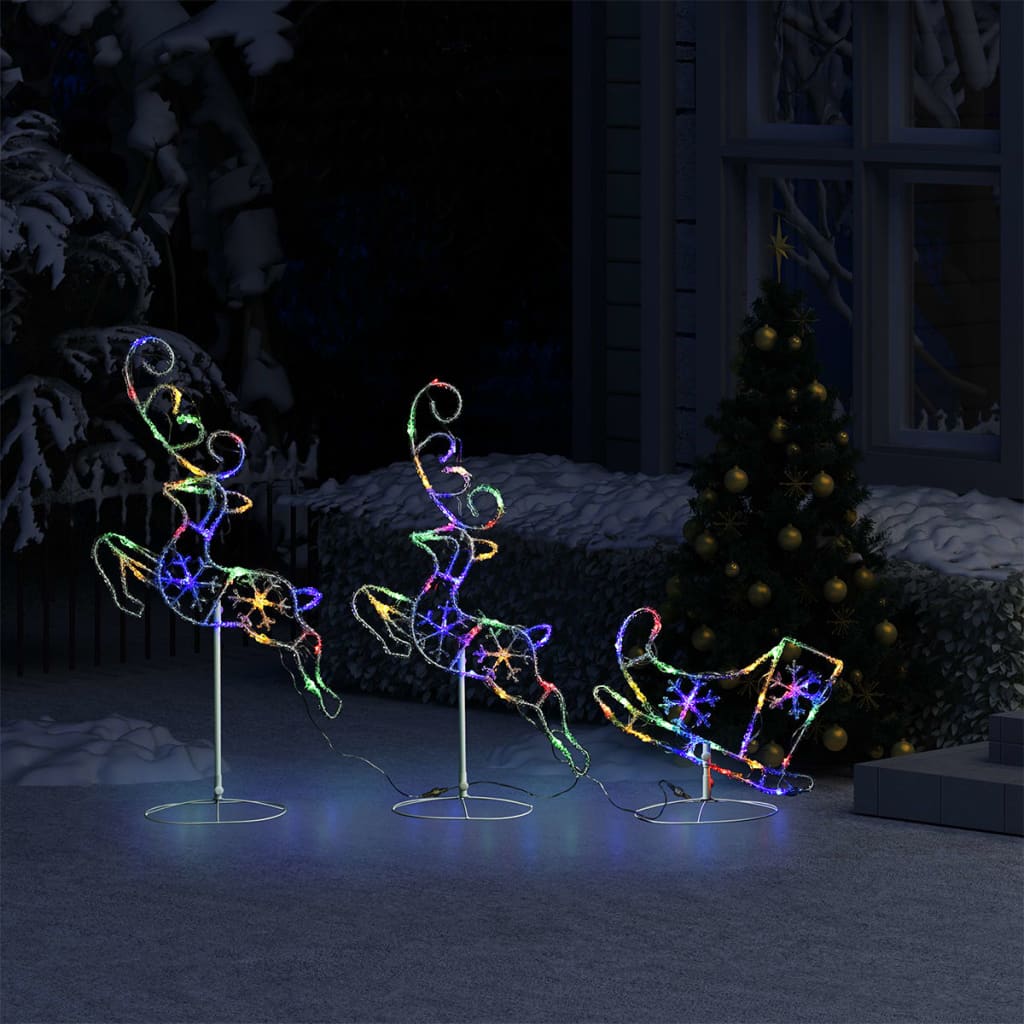 vidaXL Acrylic Christmas Flying Reindeer&Sleigh 260x21x87cm Colourful - Multicolour