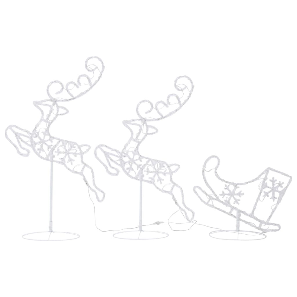 vidaXL Acrylic Christmas Flying Reindeer&Sleigh 260x21x87cm Colourful - Multicolour
