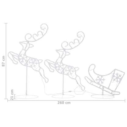 vidaXL Acrylic Christmas Flying Reindeer&Sleigh 260x21x87cm Colourful - Multicolour
