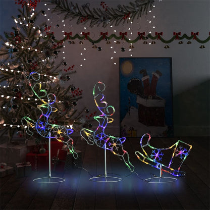 vidaXL Acrylic Christmas Flying Reindeer&Sleigh 260x21x87cm Colourful - Multicolour