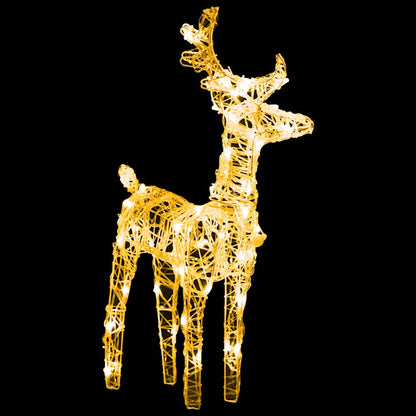vidaXL Reindeers & Sleigh Christmas Decoration 160 LEDs 130 cm Acrylic - warm white - 43 x 11 x 55 cm (2 pcs)