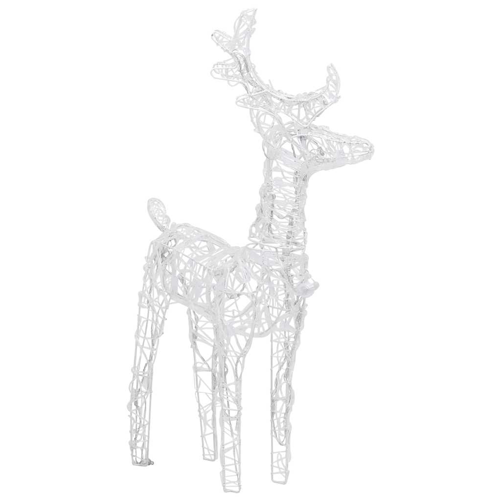 vidaXL Reindeers & Sleigh Christmas Decoration 160 LEDs 130 cm Acrylic - warm white - 43 x 11 x 55 cm (2 pcs)