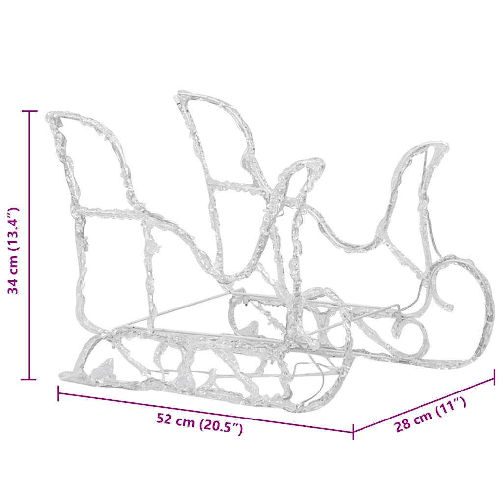 vidaXL Reindeers & Sleigh Christmas Decoration 160 LEDs 130 cm Acrylic - warm white - 43 x 11 x 55 cm (2 pcs)
