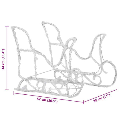 vidaXL Reindeers & Sleigh Christmas Decoration 160 LEDs 130 cm Acrylic - warm white - 43 x 11 x 55 cm (2 pcs)