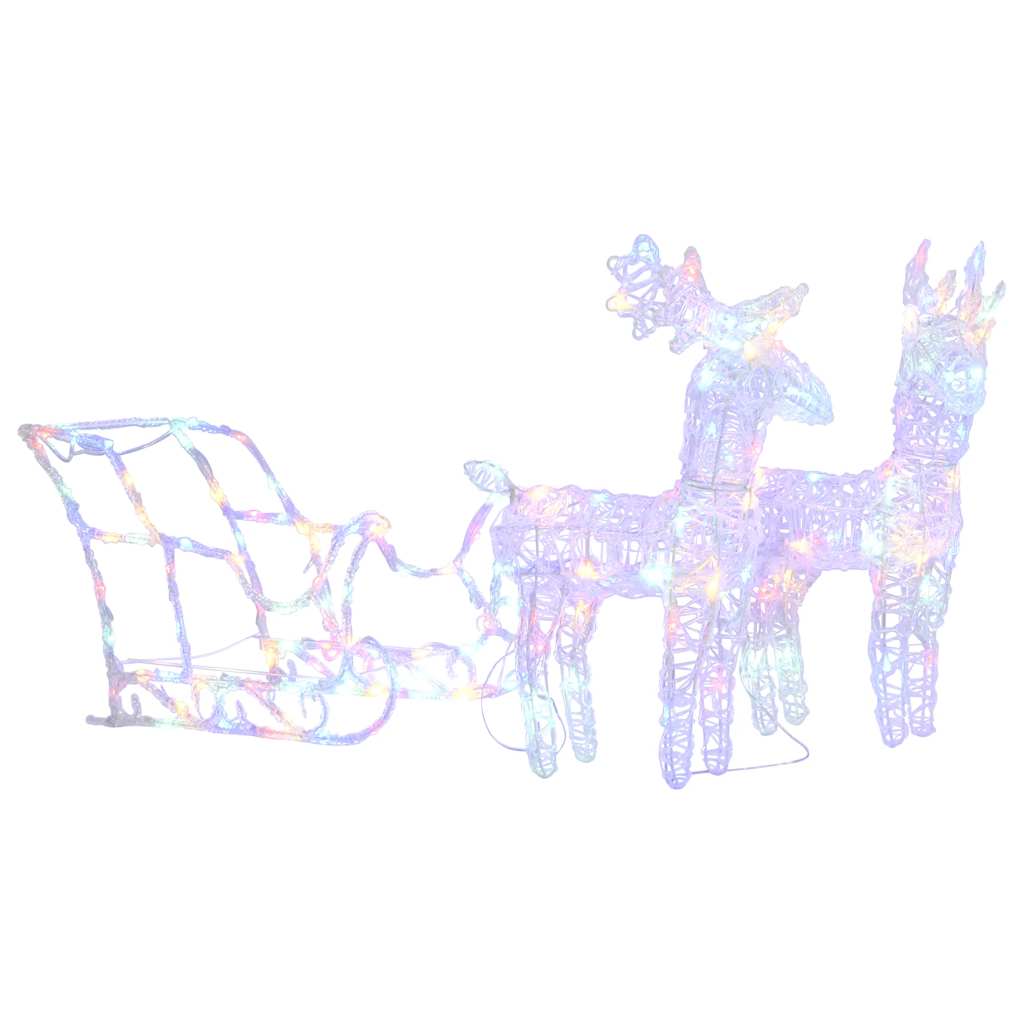 vidaXL Reindeers & Sleigh Christmas Decoration 160 LEDs 130 cm Acrylic - multicolour - 43 x 11 x 55 cm (2 pcs)
