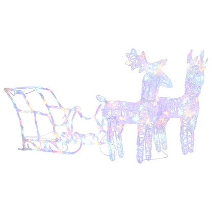 vidaXL Reindeers & Sleigh Christmas Decoration 160 LEDs 130 cm Acrylic - multicolour - 43 x 11 x 55 cm (2 pcs)