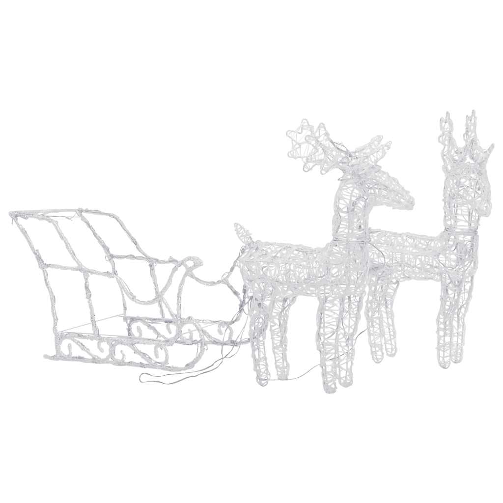 vidaXL Reindeers & Sleigh Christmas Decoration 160 LEDs 130 cm Acrylic - multicolour - 43 x 11 x 55 cm (2 pcs)