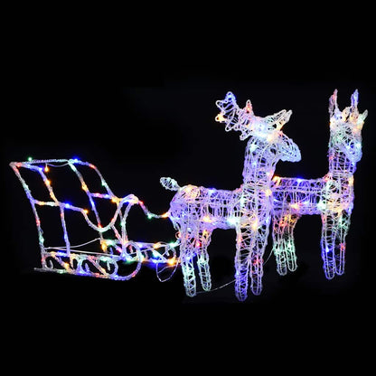vidaXL Reindeers & Sleigh Christmas Decoration 160 LEDs 130 cm Acrylic - multicolour - 43 x 11 x 55 cm (2 pcs)
