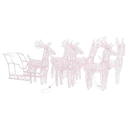 vidaXL Reindeers & Sleigh Christmas Decoration 280x28x55 cm Acrylic - warm white - 43 x 11 x 55 cm (4 pcs)