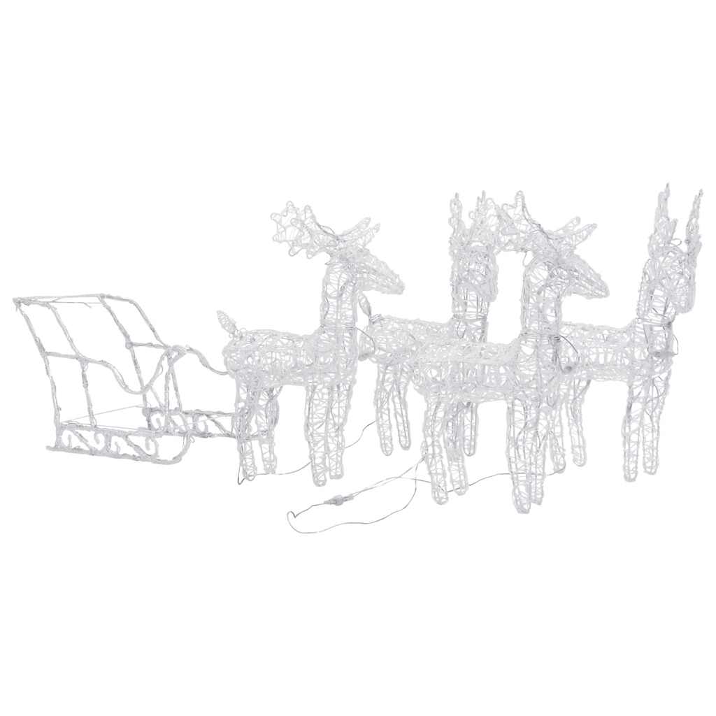 vidaXL Reindeers & Sleigh Christmas Decoration 280x28x55 cm Acrylic - warm white - 43 x 11 x 55 cm (4 pcs)