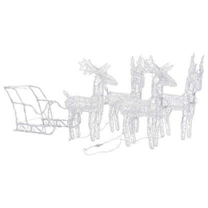 vidaXL Reindeers & Sleigh Christmas Decoration 280x28x55 cm Acrylic - warm white - 43 x 11 x 55 cm (4 pcs)