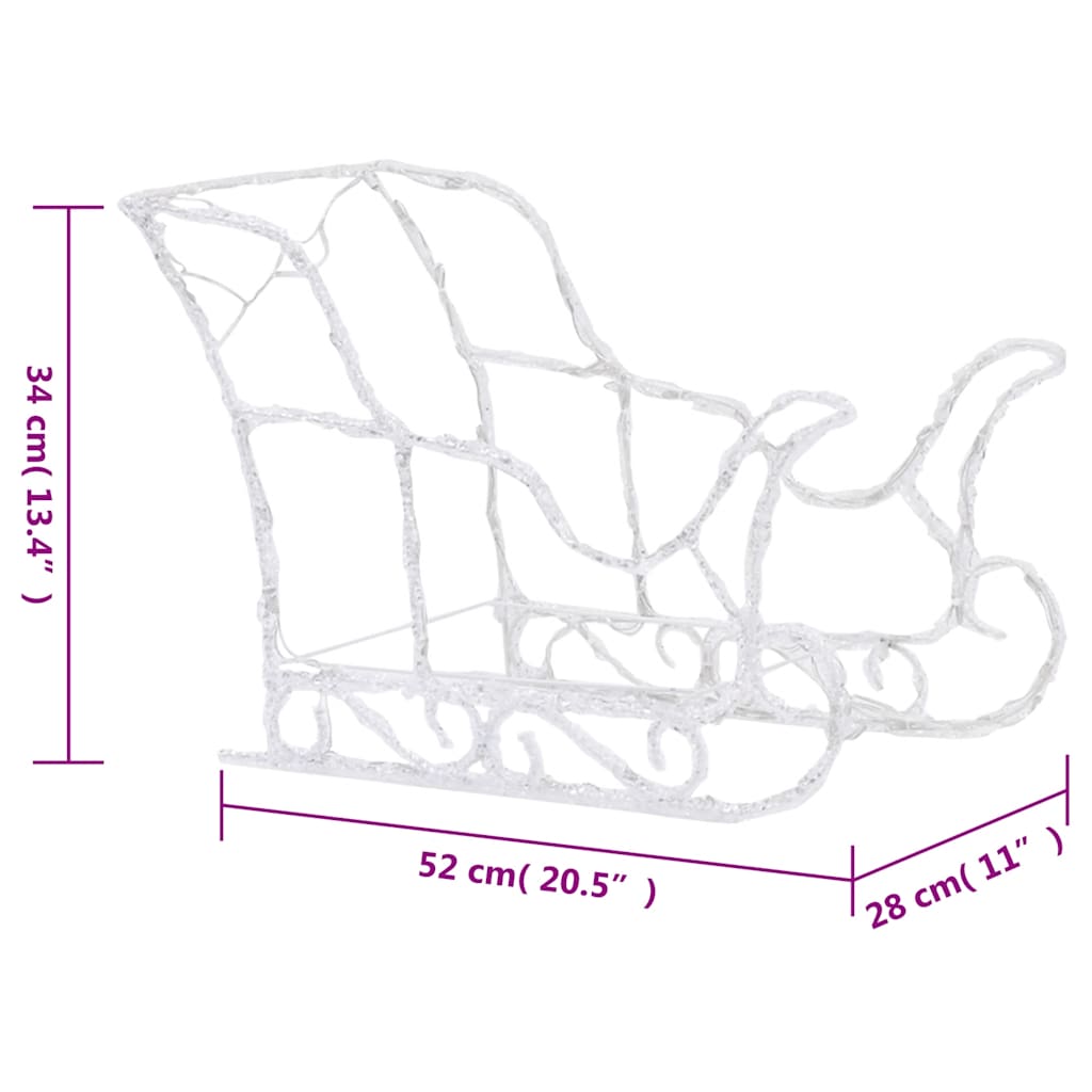 vidaXL Reindeers & Sleigh Christmas Decoration 280x28x55 cm Acrylic - warm white - 43 x 11 x 55 cm (4 pcs)