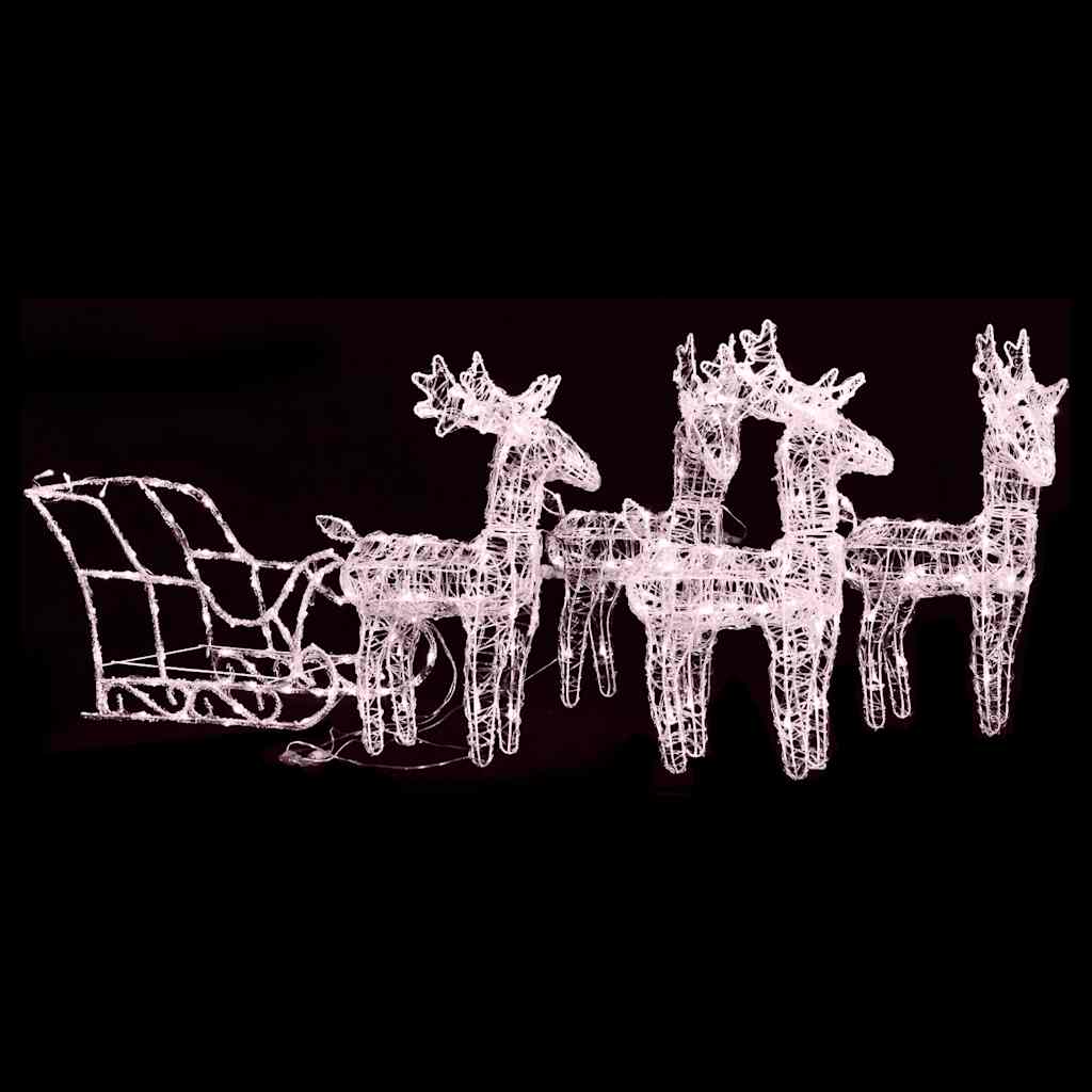 vidaXL Reindeers & Sleigh Christmas Decoration 280x28x55 cm Acrylic - warm white - 43 x 11 x 55 cm (4 pcs)