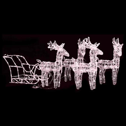 vidaXL Reindeers & Sleigh Christmas Decoration 280x28x55 cm Acrylic - warm white - 43 x 11 x 55 cm (4 pcs)