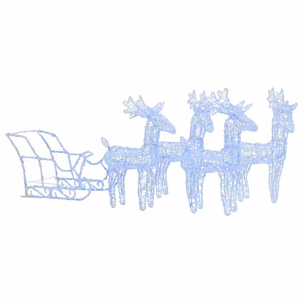 vidaXL Reindeers & Sleigh Christmas Decoration 280x28x55 cm Acrylic - Blue
