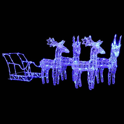 vidaXL Reindeers & Sleigh Christmas Decoration 280x28x55 cm Acrylic - Blue