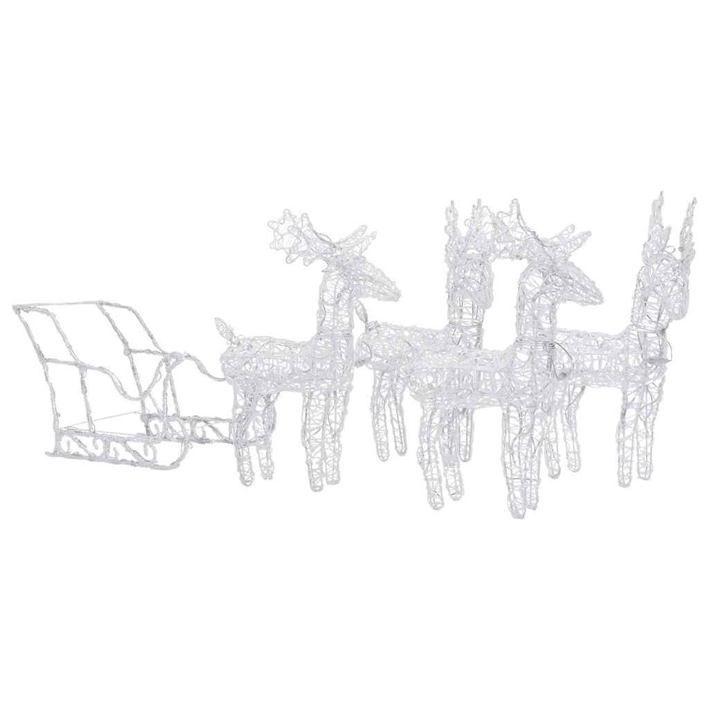 vidaXL Reindeers & Sleigh Christmas Decoration 280x28x55 cm Acrylic - Blue