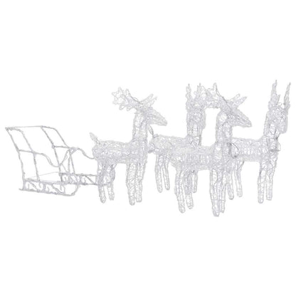 vidaXL Reindeers & Sleigh Christmas Decoration 280x28x55 cm Acrylic - Blue