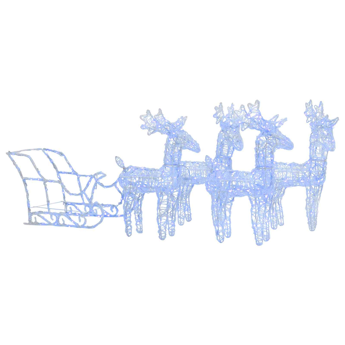 vidaXL Reindeers & Sleigh Christmas Decoration 280x28x55 cm Acrylic - Blue