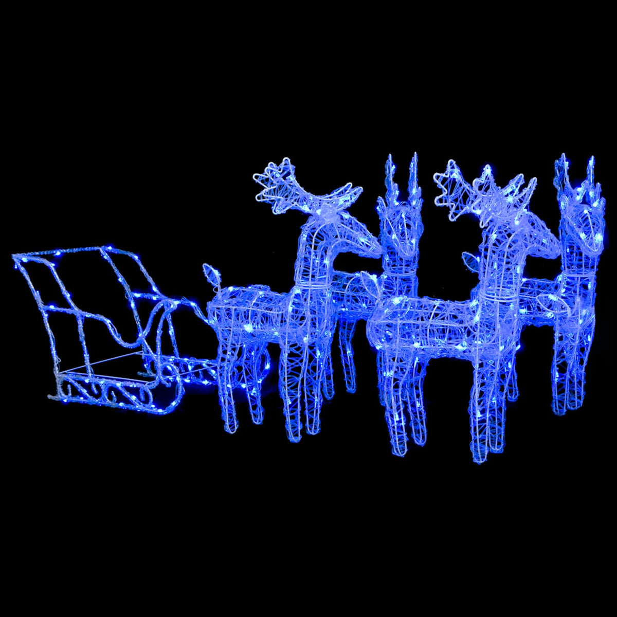 vidaXL Reindeers & Sleigh Christmas Decoration 280x28x55 cm Acrylic - Blue