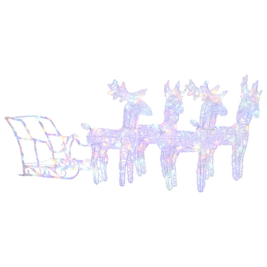 vidaXL Reindeers & Sleigh Christmas Decoration 280x28x55 cm Acrylic - Multicolour