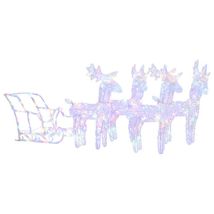 vidaXL Reindeers & Sleigh Christmas Decoration 280x28x55 cm Acrylic - Multicolour