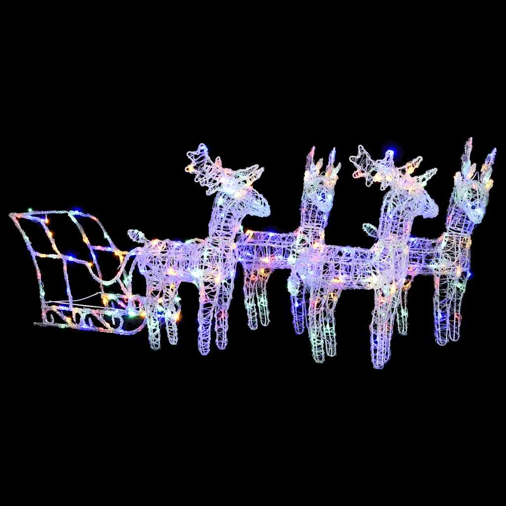 vidaXL Reindeers & Sleigh Christmas Decoration 280x28x55 cm Acrylic - Multicolour