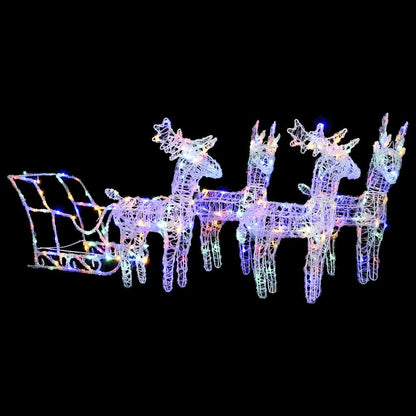 vidaXL Reindeers & Sleigh Christmas Decoration 280x28x55 cm Acrylic - Multicolour