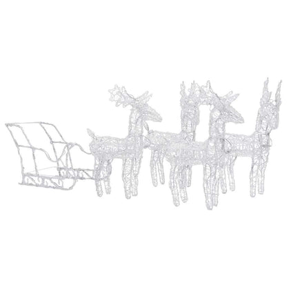 vidaXL Reindeers & Sleigh Christmas Decoration 280x28x55 cm Acrylic - Multicolour