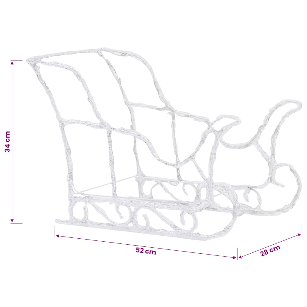 vidaXL Reindeers & Sleigh Christmas Decoration 280x28x55 cm Acrylic - Multicolour