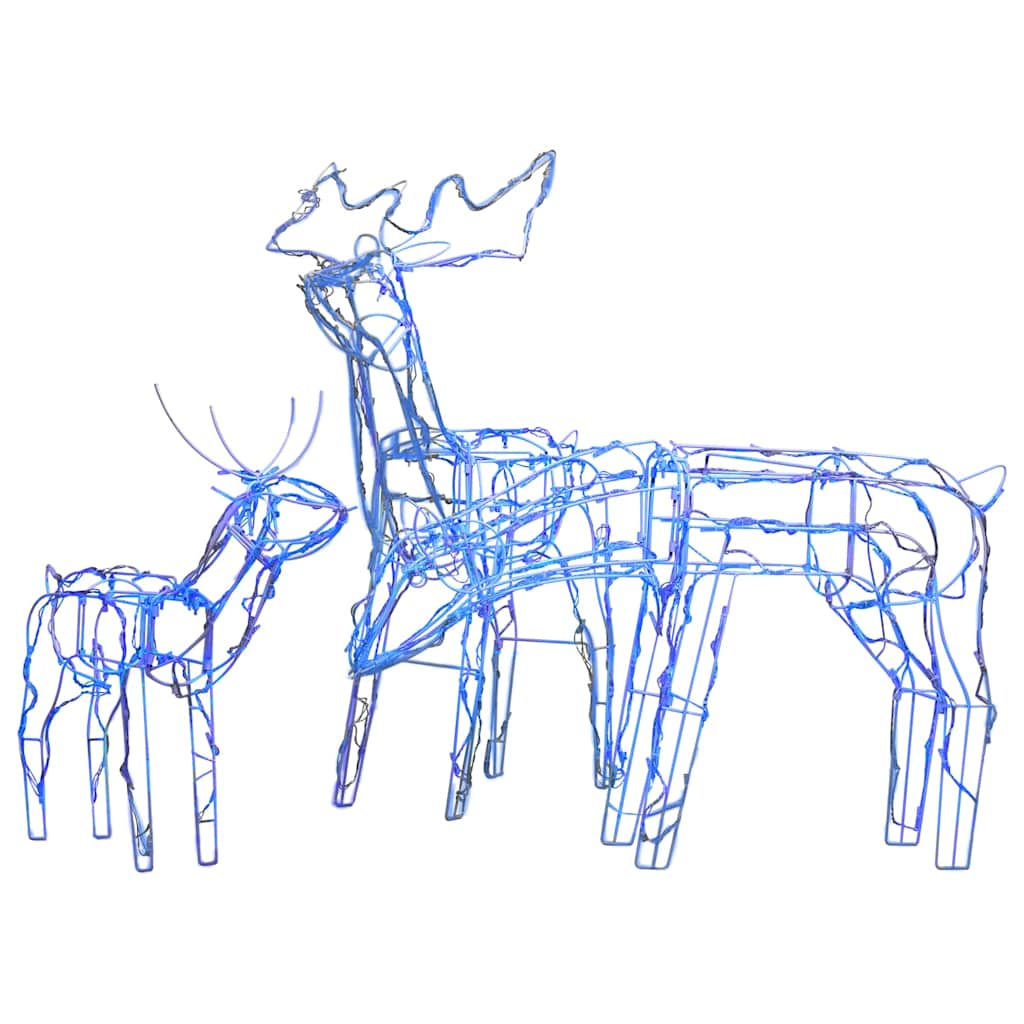328540 vidaXL 3 Piece Christmas Light Display Reindeers 229 LEDs - Blue - 68 x 38 x 81 cm