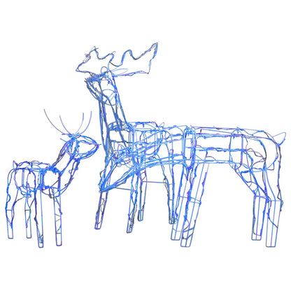 328540 vidaXL 3 Piece Christmas Light Display Reindeers 229 LEDs - Blue - 68 x 38 x 81 cm