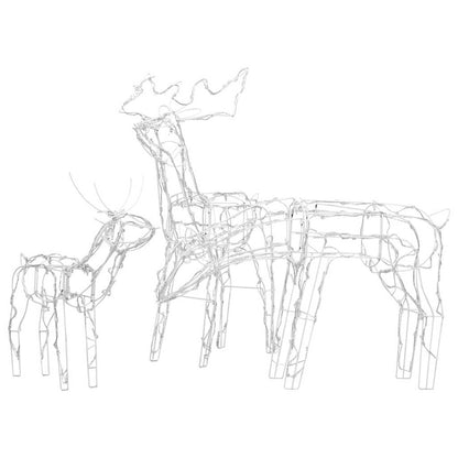328540 vidaXL 3 Piece Christmas Light Display Reindeers 229 LEDs - Blue - 68 x 38 x 81 cm