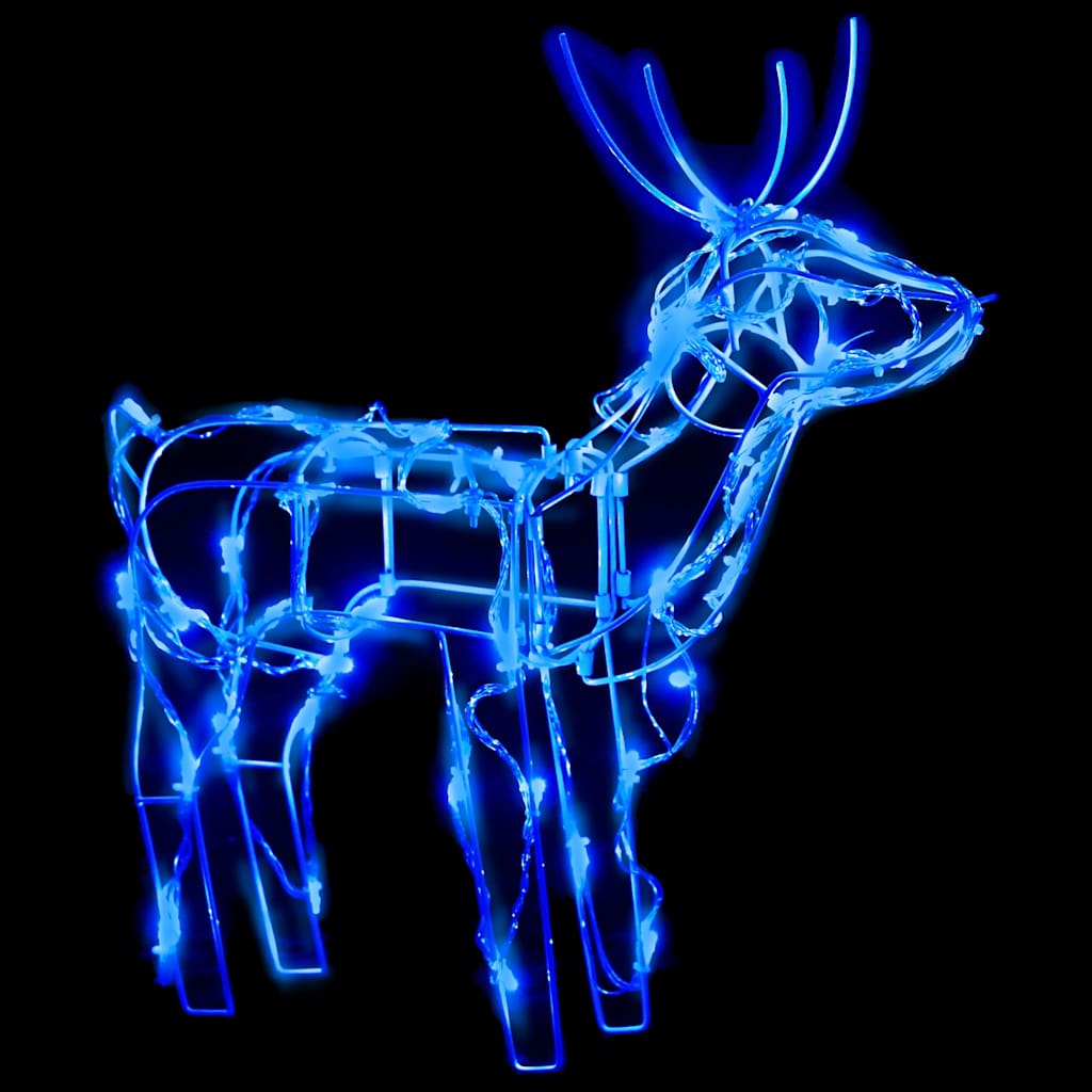 328540 vidaXL 3 Piece Christmas Light Display Reindeers 229 LEDs - Blue - 68 x 38 x 81 cm