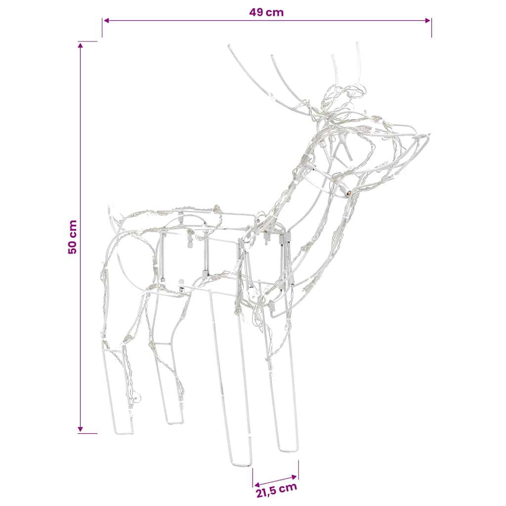 328540 vidaXL 3 Piece Christmas Light Display Reindeers 229 LEDs - Blue - 68 x 38 x 81 cm