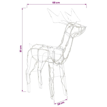328540 vidaXL 3 Piece Christmas Light Display Reindeers 229 LEDs - Blue - 68 x 38 x 81 cm