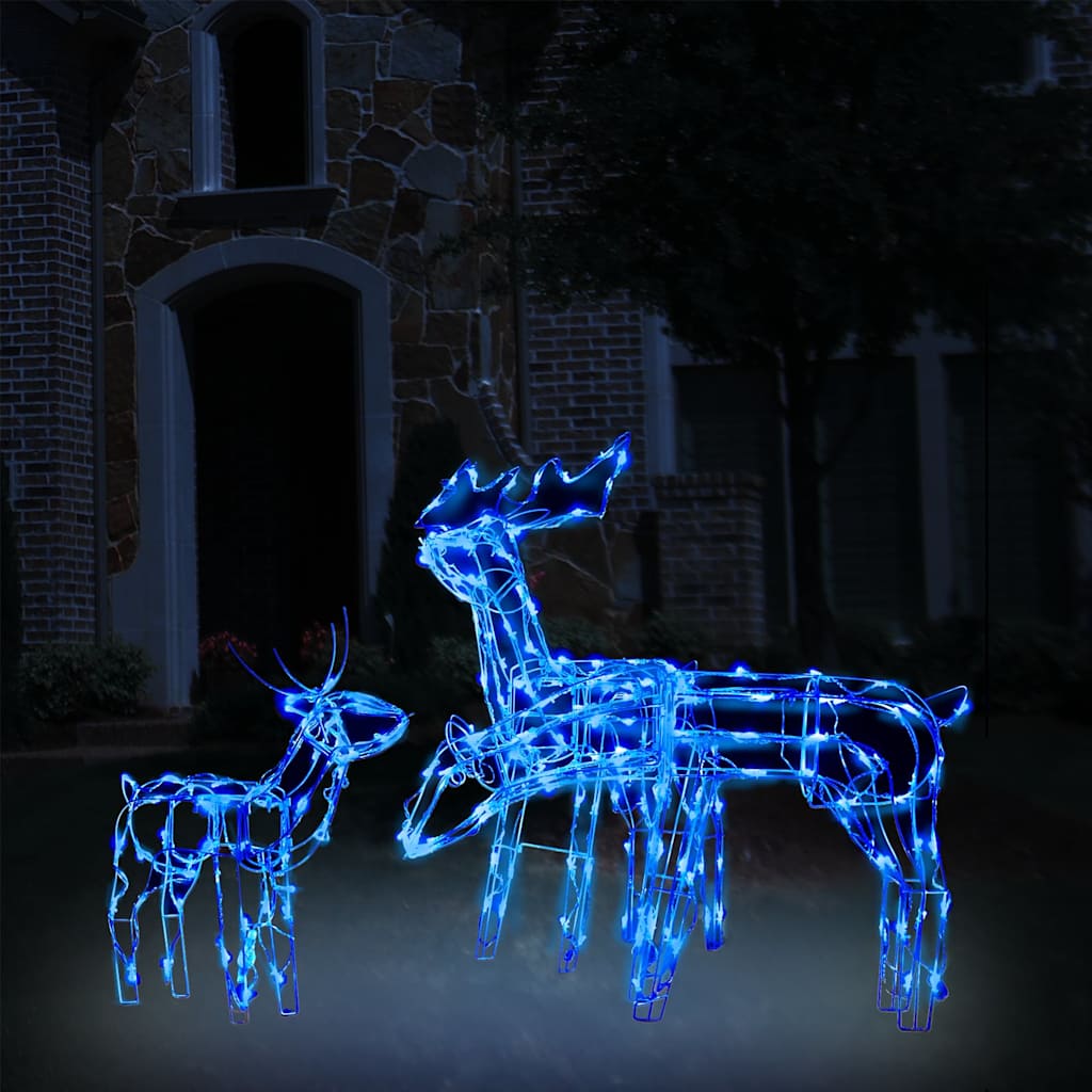 328540 vidaXL 3 Piece Christmas Light Display Reindeers 229 LEDs - Blue - 68 x 38 x 81 cm