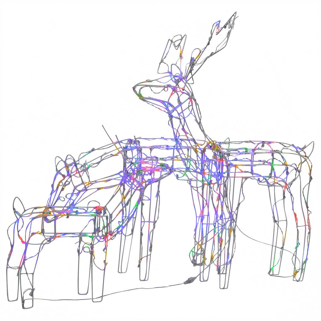 vidaXL 3 Piece Christmas Light Display Reindeers 229 LEDs - multicolour
